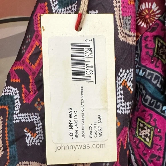 Johnny Was quilted leopard velvet bomber jacket size XXL - Picture 6 of 7